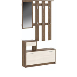 Dmora - Mobile da ingresso Daa, Entratina appendiabiti, Composizione per atrio, Consolle portaoggetti multifunzione, 100x26h190 cm, Bianco e Quercia