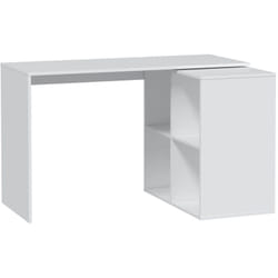 Dmora - Scrivania Revere, Scrittoio angolare, Tavolo ufficio multiuso, Scrivania salvaspazio multiposizione, 152x49h74 cm, Bianco, con imballo
