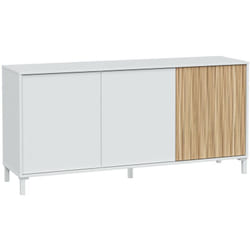 Credenza Ametista, Madia moderna da salotto, Buffet da soggiorno a 3 ante, 154x40h74 cm, Bianco - Dmora
