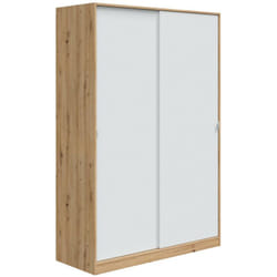 Guardaroba 2 ante Adrenalin, Armadio per camera da letto, Mobile con 4 ripiani e barra appendiabiti, 120x50h200 cm, Bianco e Rovere Nodi - Dmora
