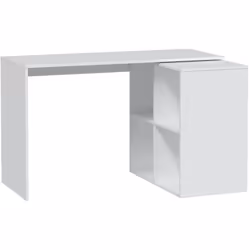 SCRIVANIA - Scrittoio angolare, Tavolo ufficio multiuso, Scrivania salvaspazio multiposizione, 152x49h74 cm, Bianco. STRUTTUR ...