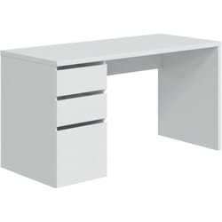 Scrivania Alko, Scrittoio reversibile con 3 cassetti, Tavolo ufficio salvaspazio multiposizione, 138x60h74 cm, Bianco - Dmora