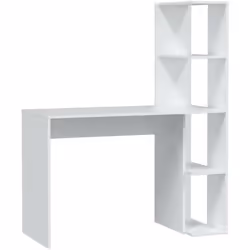 SCRIVANIA - Scrittoio lineare con libreria, Tavolo ufficio multiuso salvaspazio, 110x50h136 cm, Bianco. STRUTTURA E UTILIZZO ...