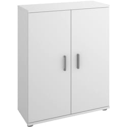 Armadio multiuso Serles, Mobile multifunzione portascarpe, Armadietto a 2 ante, 61x35h80 cm, Bianco, con imballo rinforzato - Dmora