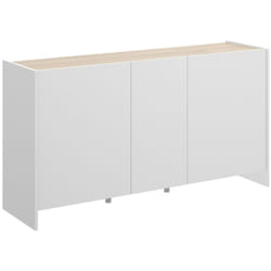 Credenza Calino, Buffet da soggiorno, Madia moderna da salotto a 3 ante, 138x42h76 cm, Bianco e Rovere, con imballo rinforzato - Dmora