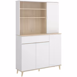 CREDENZA SPARAVERO - Buffet dispensa da soggiorno, Madia da salotto moderna a 4 ante, 120x40h191 cm, Bianco e Rovere. STRUTTU ...
