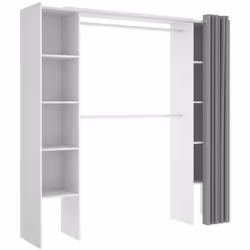 GUARDAROBA MANASLU - Struttura per cabina armadio, Mobile appendiabiti aperto, 180x50h205 cm, Bianco e Grigio. STRUTTURA E UT ...
