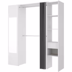 GUARDAROBA RIGI - Struttura per cabina armadio, Mobile appendiabiti aperto, 177x52h205 cm, Bianco e Antracite. STRUTTURA E UT ...
