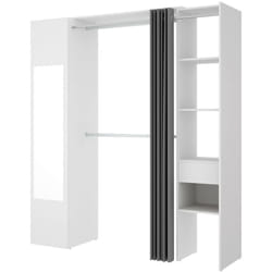Guardaroba Rigi, Struttura per cabina armadio, Mobile appendiabiti aperto, 177x52h205 cm, Bianco e Antracite, con imballo rinforzato - Dmora