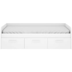 Letto per bambini Adamello, Lettino contenitore per cameretta, Struttura per letto singolo con 3 cassettoni, 194x97h60 cm, Bianco, con imballo