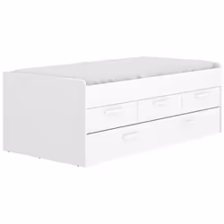 LETTO PER BAMBINI ALBEN - Struttura con secondo lettino estraibile, Letto singolo per cameretta con 3 cassettoni, 194x95h68 c ...