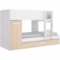 LETTO PER BAMBINI EIGER - Cameretta completa con armadio e cassetto, Composizione letto a castello con due lettini singoli, 2 ...