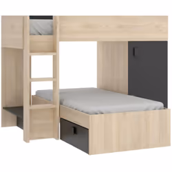 LETTO PER BAMBINI MARMOLADA - Cameretta completa con armadio e cassetti, Composizione letto a castello con due lettini singol ...