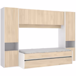 LETTO PER BAMBINI VENTUROSA - Cameretta completa con armadio a ponte e cassettone, Composizione con letto e lettino singolo e ...
