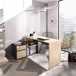 SCRIVANIA GARDENA - Scrittoio multiposizione da ufficio o cameretta, Tavolo da studio angolare multiuso, 139x92h75 cm, Rovere ...
