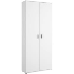 Armadio multiuso 2 ante Arna, Mobile multifunzione porta scope, Guardaroba porta scarpe, 78x35h190 cm, Bianco - Dmora