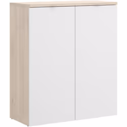 ARMADIO MULTIUSO 2 ANTE - Mobile basso multifunzione, Armadietto porta scarpe, 79x40h96 cm, Bianco lucido e Rovere.STRUTTURA  ...
