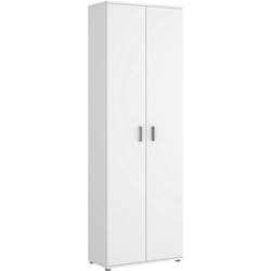 Armadio multiuso 2 ante Aixam, Mobile multifunzione, Guardaroba porta scarpe, 61x35h190 cm, Bianco - Dmora