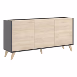 Dmora Dadop, Buffet, Da terra, 3 porta/porte, 2 ripiani, Antracite, Porta a battente