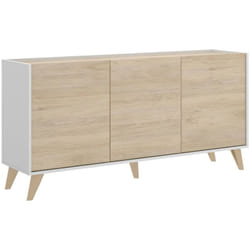 Credenza Afrodite, Buffet da soggiorno, Madia moderna da salotto a 3 ante, 155x43h75 cm, Rovere e Bianco - Dmora