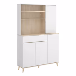 Dmora Dmere, Buffet, Da terra, 4 porta/porte, Quercia, Bianco, Porta a battente, Bianco
