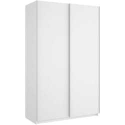 Guardaroba 2 ante Alaika, Mobile appendiabiti per camera da letto, Armadio a 2 ante scorrevoli, 120x65h204 cm, Bianco - Dmora