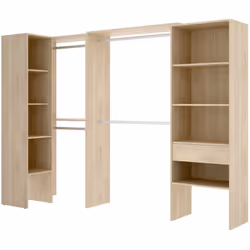 GUARDAROBA GRANDE - Struttura per cabina armadio angolare, Mobile appendiabiti aperto ad angolo, 248x79h187 cm, Rovere.STRUTT ...
