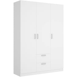 Dmora - Guardaroba 3 ante Ales, Mobile appendiabiti per camera da letto, Armadio a 3 ante battenti e 2 cassetti, 150x52h215 cm, Bianco