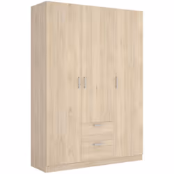 GUARDAROBA 3 ANTE - Mobile appendiabiti per camera da letto, Armadio a 3 ante battenti e 2 cassetti, 150x52h215 cm, Rovere.ST ...
