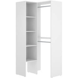 Guardaroba grande Arpagone, Struttura per cabina armadio angolare, Mobile appendiabiti aperto ad angolo, 79x88h186 cm, Bianco - Dmora