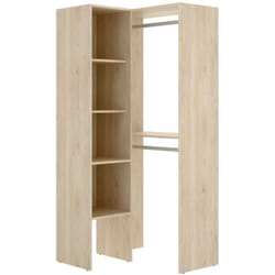 Guardaroba grande Arpagone, Struttura per cabina armadio angolare, Mobile appendiabiti aperto ad angolo, 79x88h186 cm, Rovere - Dmora