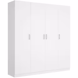 GUARDAROBA GRANDE - Mobile appendiabiti per camera da letto, Armadio a 4 ante battenti, 200x52h215 cm, Bianco.STRUTTURA E UTI ...