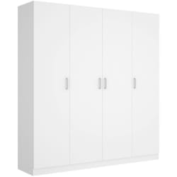 Guardaroba grande Persefone, Mobile appendiabiti per camera da letto, Armadio a 4 ante battenti, 200x52h215 cm, Bianco - Dmora