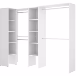 GUARDAROBA GRANDE - Struttura per cabina armadio angolare, Mobile appendiabiti aperto ad angolo, 228x79h187 cm, Bianco.STRUTT ...