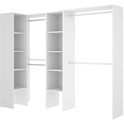 Guardaroba grande Antilope, Struttura per cabina armadio angolare, Mobile appendiabiti aperto ad angolo, 228x79h187 cm, Bianco - Dmora