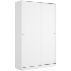 Dmora - Guardaroba 2 ante Alyson, Mobile appendiabiti per camera da letto, Armadio ante scorrevoli, 120x50h204 cm, Bianco lucido
