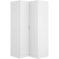 Guardaroba 2 ante Aser, Mobile angolare per camera da letto, Armadio appendiabiti ad angolo, 91x93h184 cm, Bianco - Dmora