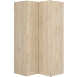 Guardaroba 2 ante Aser, Mobile angolare per camera da letto, Armadio appendiabiti ad angolo, 91x93h184 cm, 91x93h184 cm, Rovere - Dmora