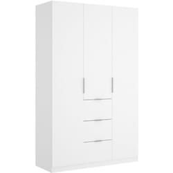 Guardaroba 3 ante Anabela, Mobile appendiabiti per camera da letto, Armadio 3 cassetti, 135x52h204 cm, Bianco lucido - Dmora