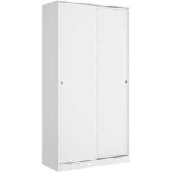 Guardaroba 2 ante Abigale, Mobile appendiabiti per camera da letto, Armadio multiuso, 100x50h204 cm, Bianco lucido - Dmora