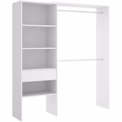 GUARDAROBA GRANDE - Struttura per cabina armadio, Mobile appendiabiti aperto, 160x40h187 cm, Bianco.STRUTTURA E UTILIZZO - Ar ...