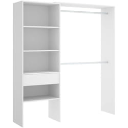 Guardaroba grande Fauno, Struttura per cabina armadio, Mobile appendiabiti aperto, 160x40h187 cm, Bianco - Dmora