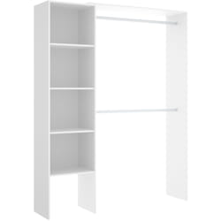 Guardaroba grande Acquata, Struttura per cabina armadio, Mobile appendiabiti aperto, 140x40h187 cm, Bianco - Dmora