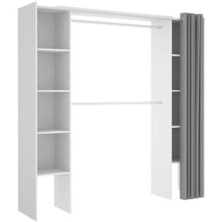 Guardaroba grande Acron, Struttura per cabina armadio, Mobile appendiabiti aperto allungabile, 180x50h205 cm, Bianco e Grigio - Dmora