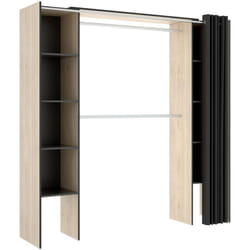 Guardaroba grande Acron, Struttura per cabina armadio, Mobile appendiabiti aperto allungabile, 180x50h205 cm, Rovere e Grigio - Dmora