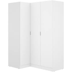 Guardaroba 3 ante Australia, Mobile angolare per camera da letto, Armadio appendiabiti ad angolo, 133x91h184 cm, Bianco - Dmora