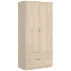 Dmora - Guardaroba 2 ante Anya, Mobile appendiabiti per camera da letto, Armadio multiuso 2 cassetti, 81x52h184 cm, Rovere