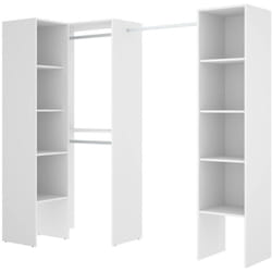 Guardaroba grande Alexois, Struttura per cabina armadio angolare, Mobile appendiabiti aperto ad angolo, 226x79h186 cm, Bianco - Dmora