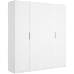 Guardaroba grande Iuventas, Mobile appendiabiti per camera da letto, Armadio a 4 ante battenti, 180x52h204 cm, Bianco lucido - Dmora
