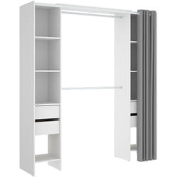 Guardaroba grande Era, Struttura per cabina armadio, Mobile appendiabiti aperto, 180x50h205 cm, Bianco e Grigio - Dmora